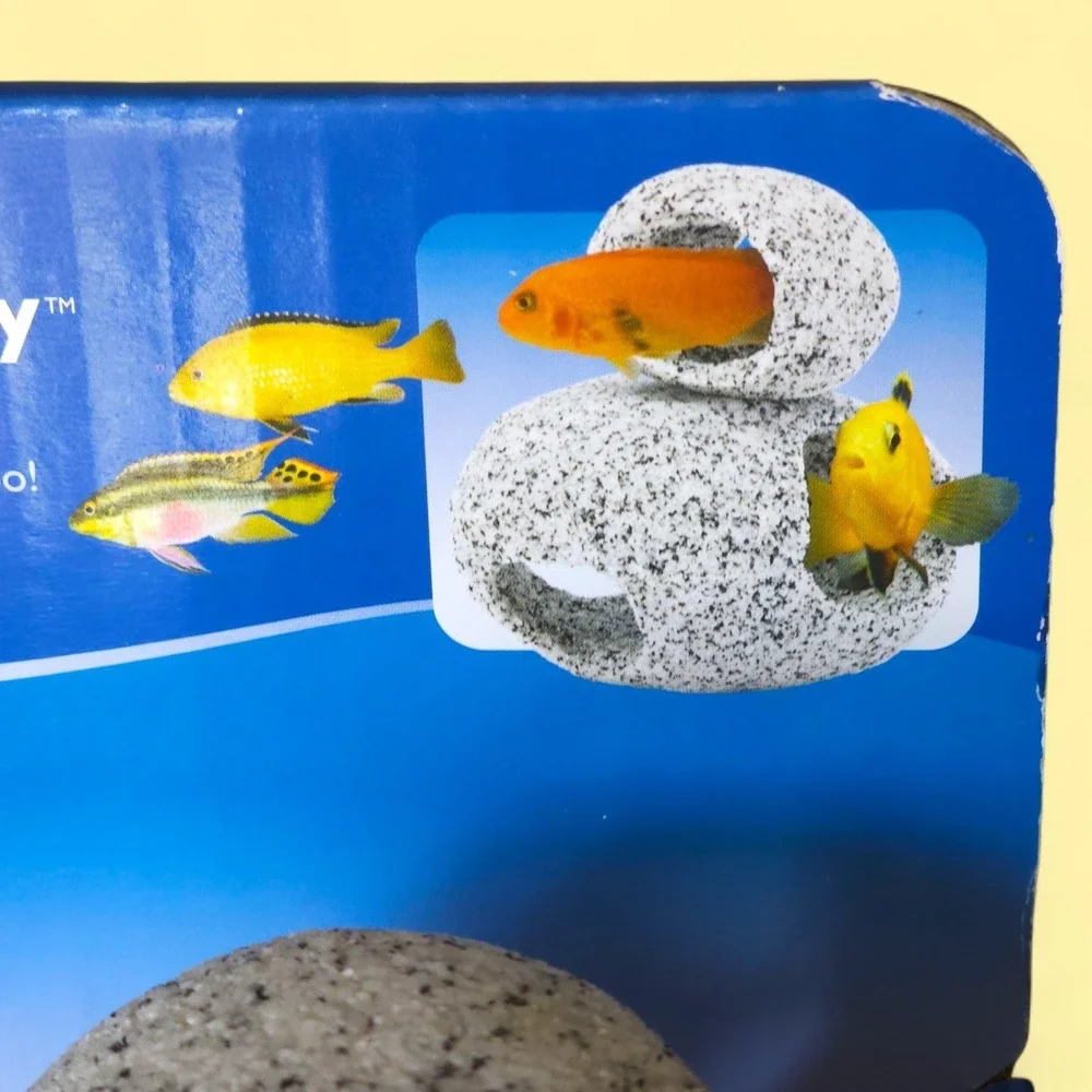 Penn-Plax Granite Stone Hide-Away Aquarium Decor 2pc Cichlid Fish Tank Rock Cave